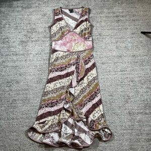 Vintage Y2K Mix It Patterned Hi Low Midi Women’s Floral Dress